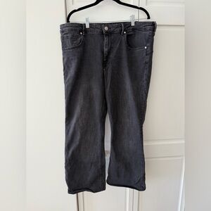 Zara Size 18 Gray Cropped Wide Leg Jeans High Rise Stretch Denim
